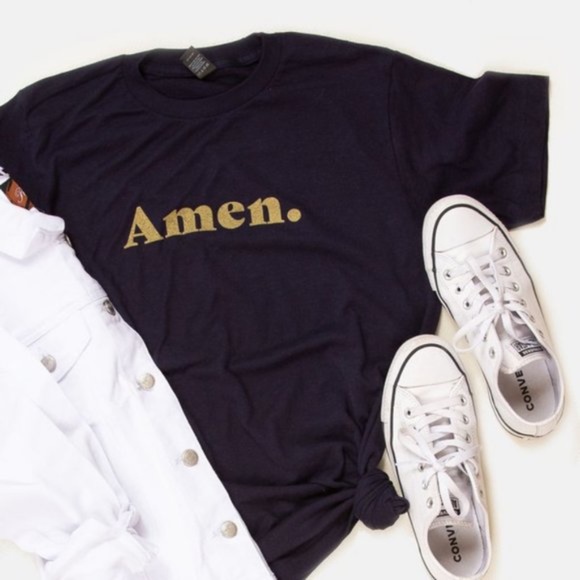 Bellanblue Tops - AMEN Graphic tee - dark navy